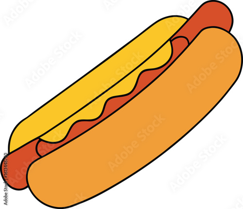 hot dog in bun with mustard