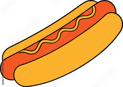 hot dog in bun with mustard