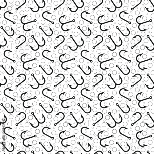 Sporty fishing background. Seamless pattern with hooks and tackle gear