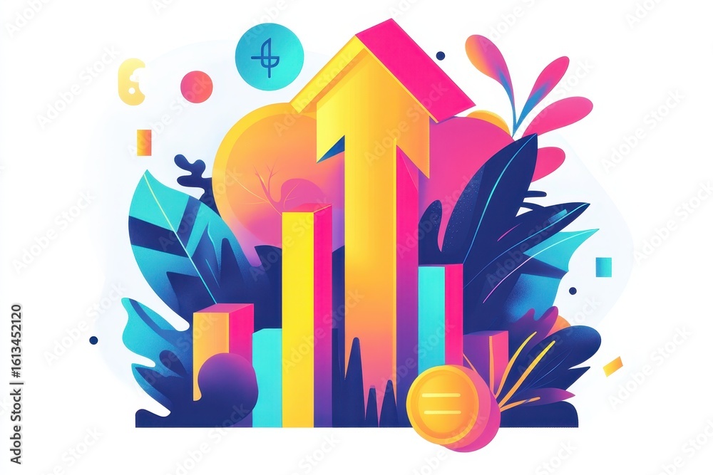 Obraz premium Colorful Growth Concept with Graphs and Abstract Elements