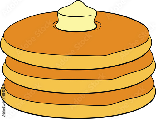 stack of pancakes with syrup and butter