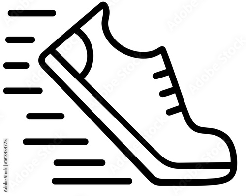 Running shoe in motion with speed lines. athletic sneaker, fast movement, active lifestyle, sports footwear design, performance comfort, modern running technology