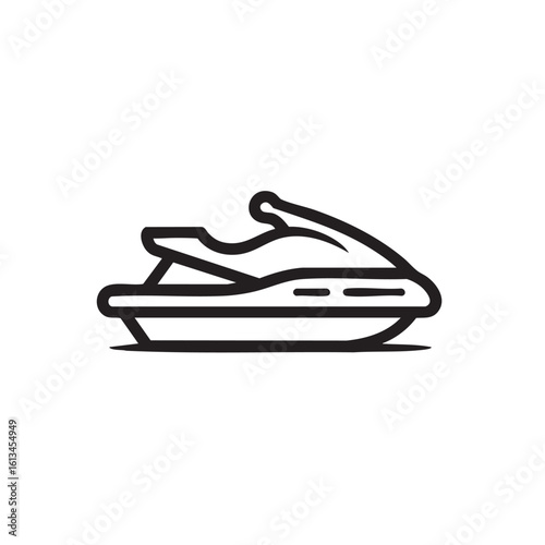 Simple black outline icon of a personal watercraft.