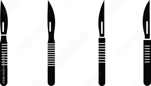 Scalpel Knife Silhouette Icon Vector Set - Surgical Medical Instrument