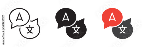 Translator icon set. Language translate symbol. Vector illustration. Flat design. Editable stroke. Isolated on a white background.