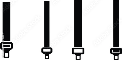 Seatbelt Silhouette Icon Vector Set - Vehicle Safety Device