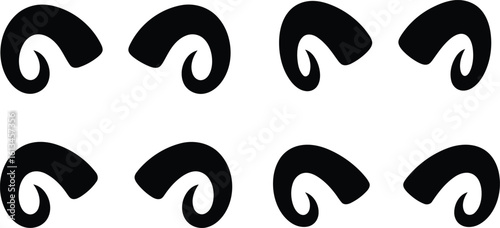 Sheep Horn Silhouette Icon Vector Set - Animal Anatomy Feature