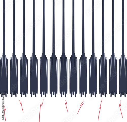 Imitation of wires with thickened ends and lightning bolts.