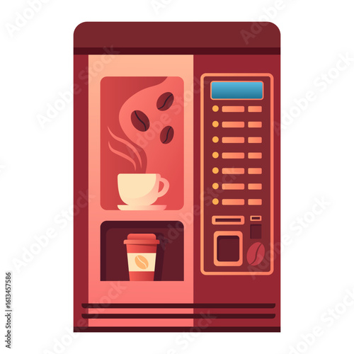 Vector cartoon image of coffee machine. Concept of invigorating drink before work or study. Cappuccino, macchiato, americano, etc. Element for your design