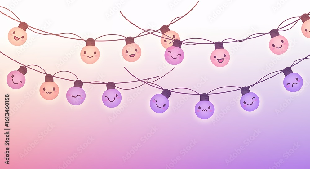 Cute emoji string lights background Cute emoji string lights background