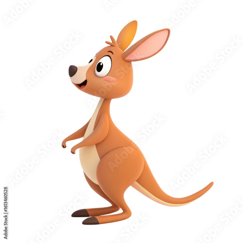 Cute cartoon kangaroo standing on a black background