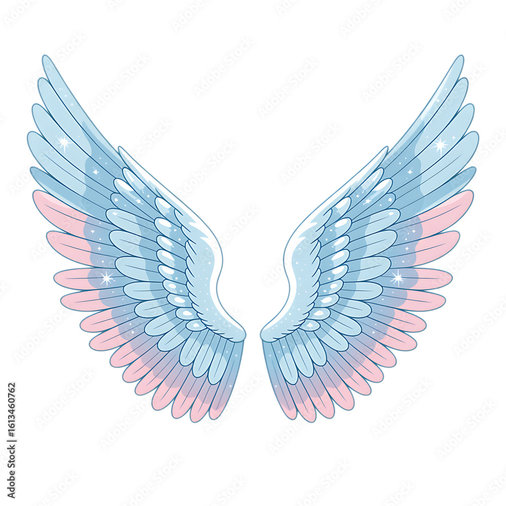 Obraz premium Beautiful angel wings with pastel colors isolated on transparent background