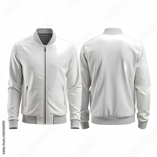 Blank White Bomber Jacket Mockup Front  Back Views