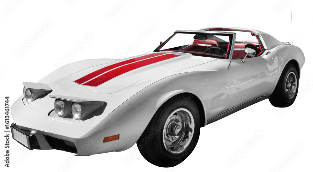 Fototapeta premium 60s vintage American car isolated on transparent background.