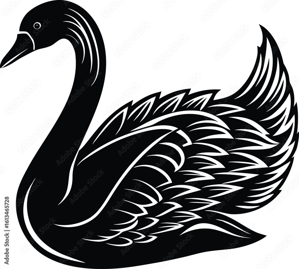 Fototapeta premium Elegant Swan Animal Vector Outline.