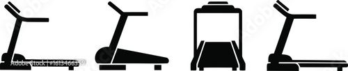 Treadmill Base Silhouette Icon Vector Set - Exercise, Fitness, Gym Equipment
