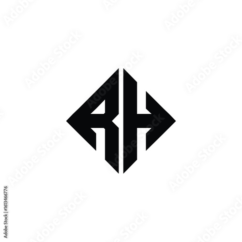 RH monogram logo design letter text name symbol monochrome logotype alphabet character simple logo