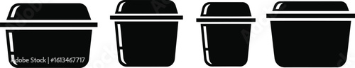 Tupperware Box Silhouette Icon Vector Set - Storage, Food, Container
