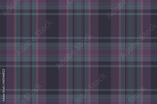 Filigree texture tartan fabric, ethnicity background textile vector. Content seamless pattern plaid check in dark and purple colors.