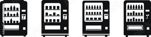 Vending Machine Silhouette Icon Vector Set - Retail, Convenience, Dispenser
