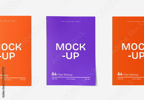 Three A4 Flyer Mockup Template