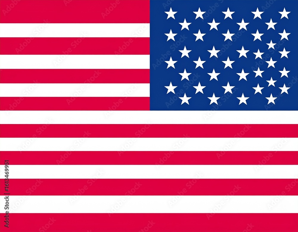 Naklejka premium A high-resolution, symmetrical illustration of the national flag of the United States of America, a symbol of patriotism.