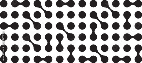 Metaball black and white Vector Background. Liquid morphing connected blobs template. Organic tech geometric backdrop.