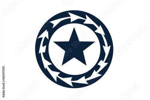 Star within Circular Arrows Symbolizing Movement and Direction