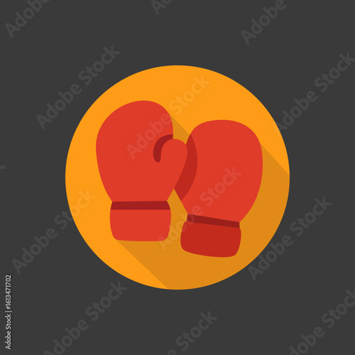 Flat Icon Boxing Gloves on Yellow Background