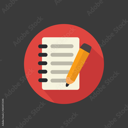 Notebook and pencil icon symbolizing a fitness planner or health diary in flat style.