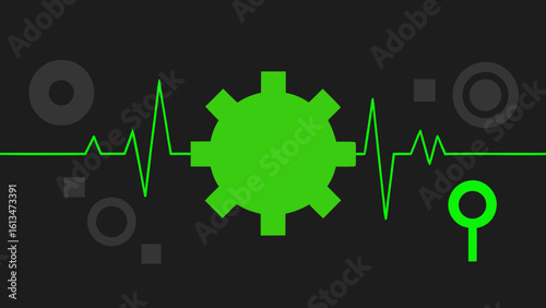 tech gears neon green pulse black metal