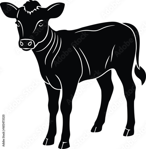 young calf silhouette vector icon.