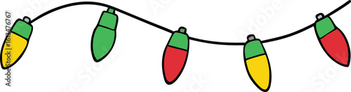 christmas lights vector illustration on transparent background