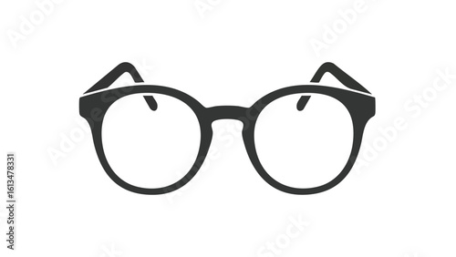 Black Round Frame Glasses Silhouette. This illustration features glasses, eyewear, spectacles.