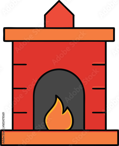 fireplace vector illustration on transparent background