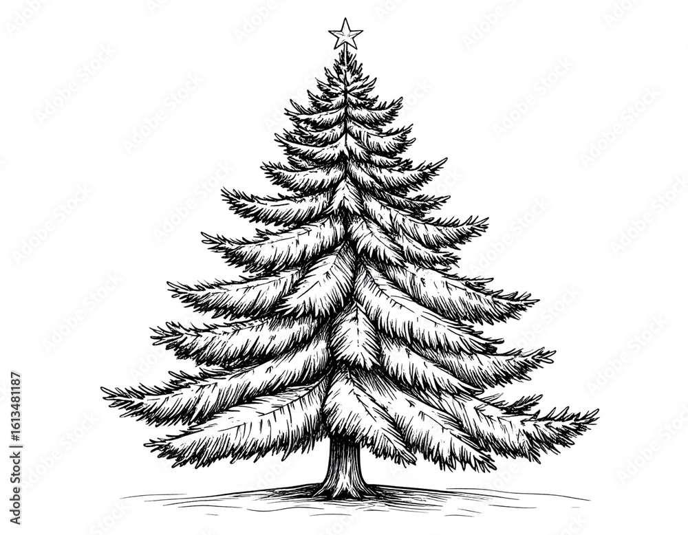 Obraz premium Christmas Tree Made of Twisted Ribbon Garland, Angled Side View, Isolated PNG