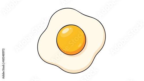 Cartoon Illustration of Fried Egg. This illustration features egg, fried, breakfast.