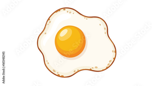 Cartoon Illustration of Fried SunnySideUp Egg. This illustration features egg, fried egg, breakfast.