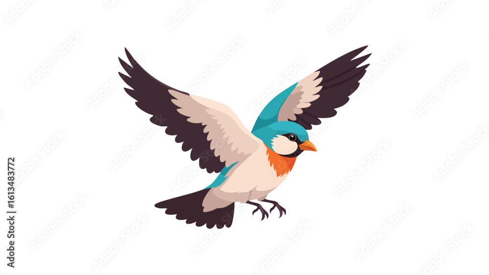 Fototapeta premium Colorful Bird Flying with Open Wings. This illustration features bird, flying, wings.