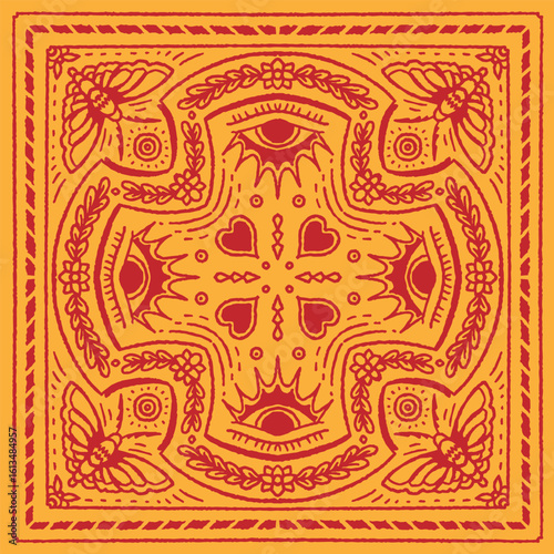 scarf design bandana print nature eye flower leaf 
