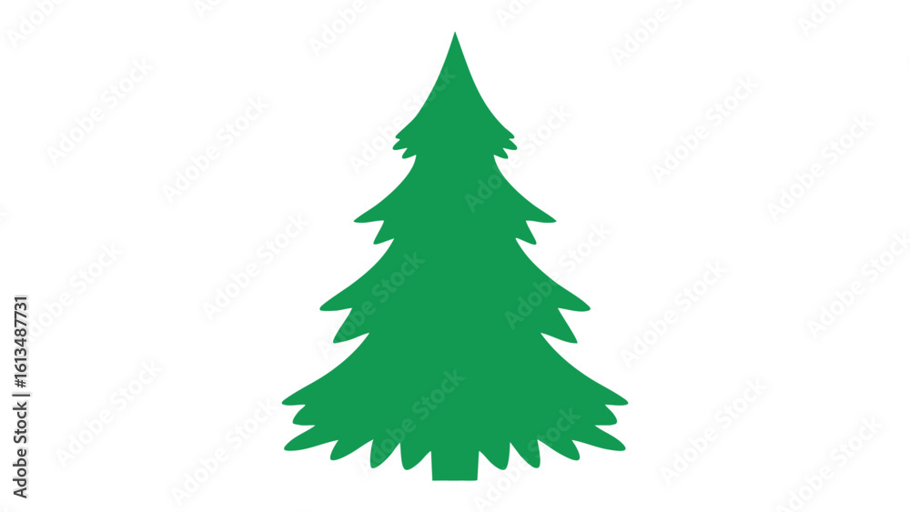 Fototapeta premium Green Christmas Tree Silhouette on Black. This illustration features Christmas, tree, green.