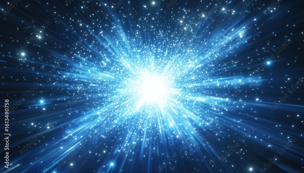 Naklejka premium Radiant Solar Flare: A Stunning Display Of Flickering Highlights And Blue Glow With Starbursts And Twinkling Accents. Measures 10 Inches.