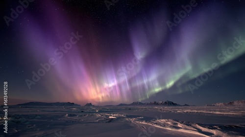 Wallpaper Mural Majestic Aurora Borealis Over Tranquil Snowy Landscape at Night Torontodigital.ca