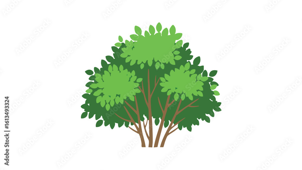 Obraz premium Simple Green Bush Illustration on Black. This illustration features bush, green, leaves.