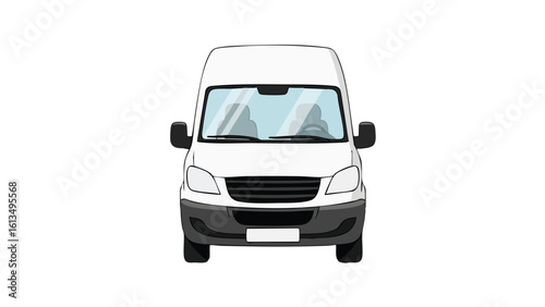 White Cargo Van Front View. This illustration features van, cargo, vehicle.