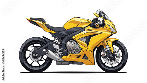 Yellow Sport Motorcycle Illustration on Black Background. This illustration features motorcycle, sportbike, motorbike.