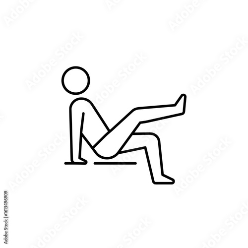 Seated leg lift vector icon demonstrating lower body exercise for strength and flexibility