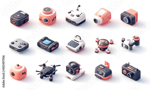Collection of miniature drones and robotic gadgets