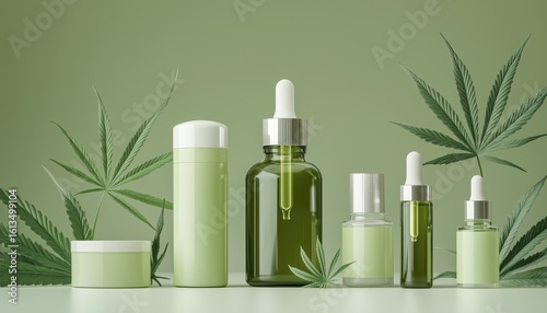 Wallpaper Mural Luxury Cannabis Beauty Products: Cbd-Infused Spray Bottles, Jars, And Tubes For Lotion, Shampoo, Cream, And Gel With Hemp Extract. White Background. Torontodigital.ca