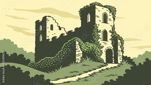 Ancient Castle Ruin Vector